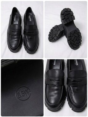 Cushionaire Black Chunky Lug Sole Platform Penny Loafers Size 8.5 NWOT